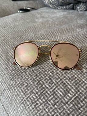 Ray-Ban Gold Frame Sunglasses with Pink Lenses